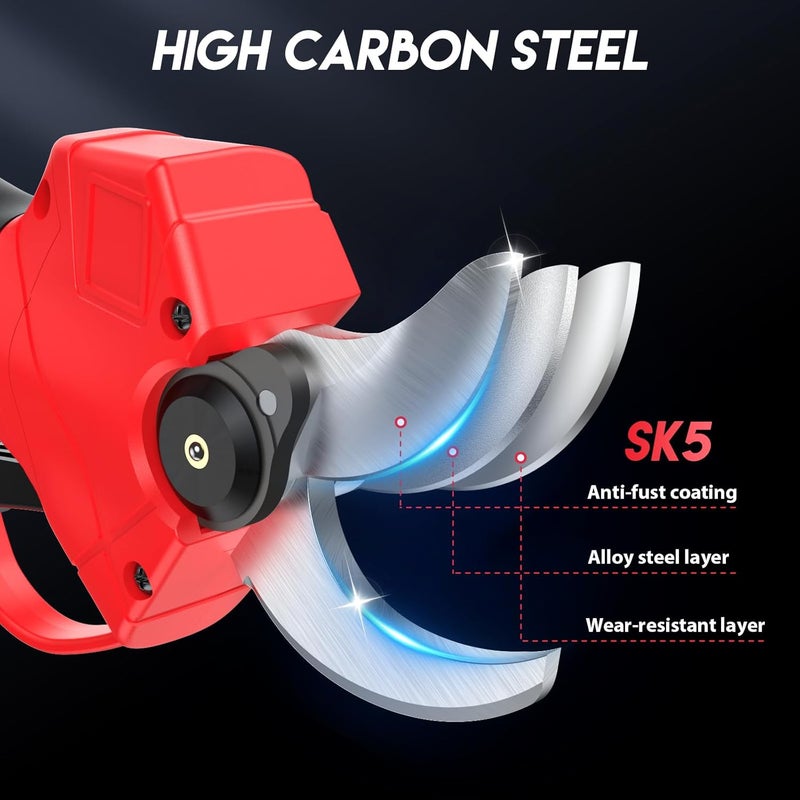 MODOFO Upgraded Electric Pruning Shears,1.4" Cutting Diameter Cordless Power Pruner with LCD Display, Brushless Motor Pruning Shears with 2000mAh*2 Rechargeable Batteries for Garden Tree Pruner Branch - Image 2